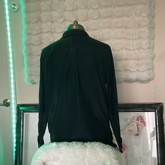 Lauren Ralph Lauren 100% silk collared black blouse shirt very thin and light - Picture 4 of 7